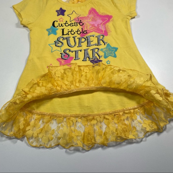 NWOT yellow tunic top with hi-low lace peplum and back neck detail Size 3T - Picture 6 of 8